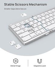 Load image into Gallery viewer, SODI Foldable Keyboard with Touchpad, Portable Wireless Keyboard with Phone Holder, Rechargeable Bluetooth Travel Keyboard for iPad, iPhone, Mac, iOS Tablets Slim Pocket Folding, White
