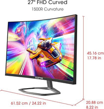 Load image into Gallery viewer, Sceptre 27-inch Curved Gaming Monitor up to 240Hz DisplayPort HDMI 1ms 99% sRGB Build-in Speakers, R1500 Machine Black 2023 (C275B-FWT240)
