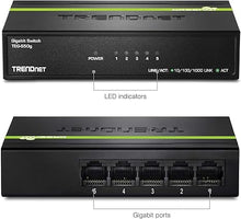 Load image into Gallery viewer, TRENDnet 5-Port Mini Gigabit Switch, TEG-S50g, GREENnet Technology, NDAA + TAA Compliant, Desktop Metal Ethernet Network Switch, 5 x Gigabit Ports, Fanless, Lifetime Protection, Black
