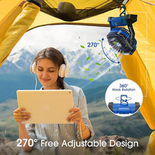 Load image into Gallery viewer, Portable Fan Rechargeable, Cordless Battery Powered Fan with LED Lantern, 20000mAh Table Fan, USB C Battery Operated Fans for Travel Bedroom Home Camping Tent Office Beach Desk Picnic Barbecue Fishing
