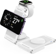 Load image into Gallery viewer, Magnetic Wireless Charger Stand, 3 in 1 Foldable Wireless Charging Station, Travel Charger for Multiple Devices for iPhone 16 15 14 13 12 Series, Apple Watch Ultra/SE/9/8/7/6/5/4/3/2, AirPods
