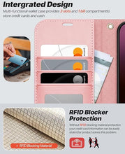 Load image into Gallery viewer, OCASE for iPhone 16 Pro Case Detachable Wallet Case with Card Holder, 2 in 1 Pu Leather Flip Folio with RFID Blocking Stand Wrist Strap Shockproof Phone Cover 6.3 Inch 2024, Light Pink
