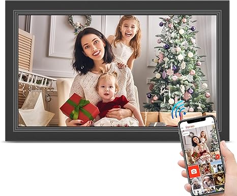 FRAMEO Digital Picture Frame- 15.6inch Digital Photo Frame with 1920 * 1080 IPS Touch Screen HD Disply,Built-in 32GB Storage,Wall-Mounted,Digital Frame Share Photos and Videos via Free App