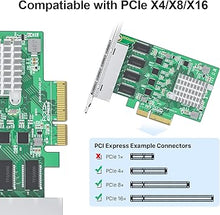 Load image into Gallery viewer, 2.5G 4 Port NIC Network Adapter Card with Realtek RTL8125BG Controller, Quad RJ-45 Port, PCI Express Gigabit Ethernet Card Support Windows/Windows Server/Linux/Ubuntu/Centos/Vmware
