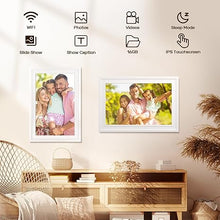 Load image into Gallery viewer, Frameo 10.1 Inch Smart WiFi Digital Photo Frame, 16GB Memory, Auto-Rotate, 1280x800 HD IPS Touchscreen Digital Picture Frame, Wall Mountable, Instantly Share Pictures Videos, for Family, Friends-White
