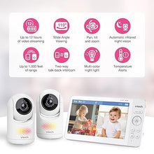 Load image into Gallery viewer, VTech Advanced HQ Max Twin 7" Digital Video 2-Cameras Baby Monitor with Pan Tilt Zoom, Long Battery Life 5000mAh, IPS Screen, Adaptive Multi-Color Night Light, 2-Way Talk, HQ Display, No WiFi, White
