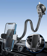 Load image into Gallery viewer, APPS2Car Car Phone Holder Mount Gooseneck Dashboard Windshield Suction Cup Phone Mount Anti-Shake Stabilizer Phone Car Cradle Compatible with All Cellphones &amp; Thick Phone Case-H3S Carbon Fiber Style

