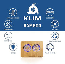 Load image into Gallery viewer, KLIM Bamboo - Laptop Cooling pad - Adjustable Speed - Cooling Stand with Fans and Bamboo Structure, for laptops Between 10” and 15,6” - Extra USB Port
