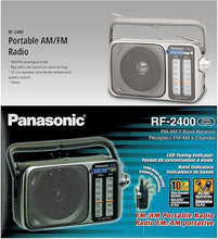 Load image into Gallery viewer, Panasonic Portable AM / FM Radio, Battery Operated Analog Radio, AC Powered, Silver (RF-2400D)
