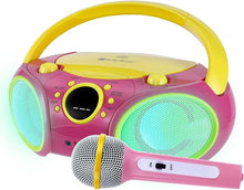 Load image into Gallery viewer, SingingWood NP030AB-YP Portable Karaoke System, Portable CD Player Boombox with Bluetooth for Home AM FM Stereo Radio, Headphone Jack, Portable Karaoke Supported AC or Battery Powered - Pink
