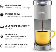 Load image into Gallery viewer, Keurig K-Mini Plus Single Serve K-Cup Pod Coffee Maker, with 6 to 12oz Brew Size, Stores up to 9 K-Cup Pods, Travel Mug Friendly, Studio Gray
