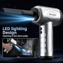 Load image into Gallery viewer, 4-in-1 Compressed Air Duster, 120000RPM Mini Vacuum Keyboard Cleaner, Air Blower&amp; Pumper, Keyboard Duster with LED Light - Electric Air Duster Cleaner for Computer and Car Deep Cleaning

