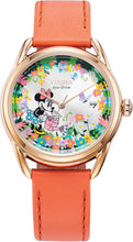 Load image into Gallery viewer, Citizen Eco-Drive Ladies&#39; Disney Minnie Mouse Gardening Watch, Gold Tone with Coral Strap, Floral, 3-Hand Date, 36mm (Model: FE6087-04W)
