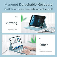 Load image into Gallery viewer, Galaxy Tab S8 Plus/S7 FE /S7 Plus Keyboard Case with S Pen Holder, Magnetic Detachable Wireless Round Keys Keyboard Case for Galaxy Tab S8+/S7 FE/S7+ 12.4 Inch (Blue)
