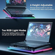 Load image into Gallery viewer, ICE COOREL Gaming Laptop Cooling Pad with Powerful Turbofan, RGB Laptop Cooler Stand with 8 Height Adjustable, Laptop Fan Cooling Pad for Laptop 15-21 Inches, Infinitely Variable Speed, LCD Screen
