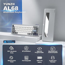 Load image into Gallery viewer, YUNZII AL68 Wireless Mechanical Keyboard 60%,QMK/VIA Aluminum Keyboard,Hot Swappable Custom Keyboard with Knob,Gasket Structure,RGB Backlit Gaming Keyboard for Mac/Windows (Silver, Cocoa Cream V2)
