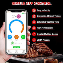 Load image into Gallery viewer, Wireless Meat Thermometer - 500-FT Bluetooth Wireless Range | IPX7 Waterproof and Dishwasher Safe | Rechargeable Digital Food Thermometer for Grill BBQ Smoker Oven
