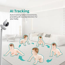 Load image into Gallery viewer, Baby Monitor, 5.5&quot; Split-Screen 2-Way Talk Video Baby Monitor with Camera and Audio, Auto Motion Tracking, Al Virtual Fence, Local Video Playback, Cry Detection, 5X Zoom,VOX, No WiFi (White)
