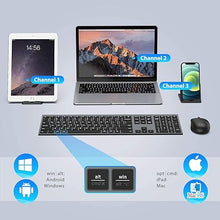 Load image into Gallery viewer, iClever DK03 Bluetooth Keyboard and Mouse, Rechargeable Dual-Mode (Bluetooth 4.2 + 2.4G) Wireless Keyboard and Mouse Combo, Ultra-Slim Multi-Device Keyboard for Mac, iPad, Apple, Android, Windows
