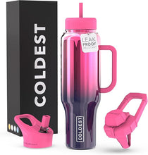 Load image into Gallery viewer, Coldest Tumbler with Handle and Straw Lid 3 Lids Insulated Reusable Stainless Steel Water Bottle Travel Mug | Gifts for Women Him Her | Limitless Collection (Orchid Reflections, 46 oz)
