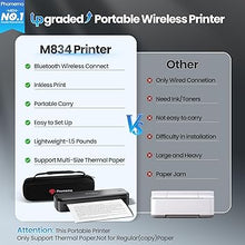 Load image into Gallery viewer, Phomemo Portable Printers Wireless for Travel [Upgraded],M834 Bluetooth Thermal Printer 8.5&quot; x 11&quot;&amp; A4 Size,Inkless Mobile Printer with Carry Case for Travel,Office,School,Car,Home
