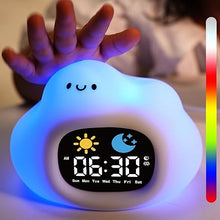 Load image into Gallery viewer, Vivilumens Ok to Wake Clock for Kids, Kids Alarm Clock for Bedroom, Cloud-Shaped Cute Touch Night Light, Sleep Training Clocks with 6 White Noise Sound Machine
