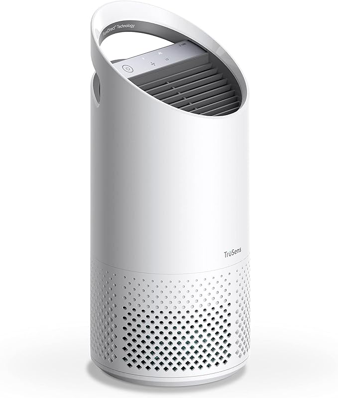 TruSens Air Purifier with UV-C Light + HEPA Filtration | Small | Portable Handle | Simple Touch | Speed Control | White