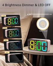 Load image into Gallery viewer, Loud RGB Alarm Clock for Girl Bedroom, 2 Alarms Loud LED Big Mirror Display Plug in Simple Basic Digital Clock with Nightlight,2 USB Ports, Adjustable Volume, Dimmable for Deep Sleepers Elderly Office
