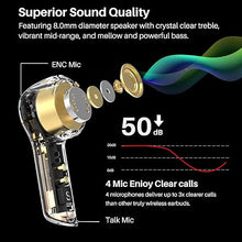 Load image into Gallery viewer, TOZO T9S 2022 Version True Wireless Earbuds 4 Mic Environmental Noise Canceling Call Headphone,Long Endurance Bluetooth 5.3 IPX7 Waterproof Built-in Mic Headset
