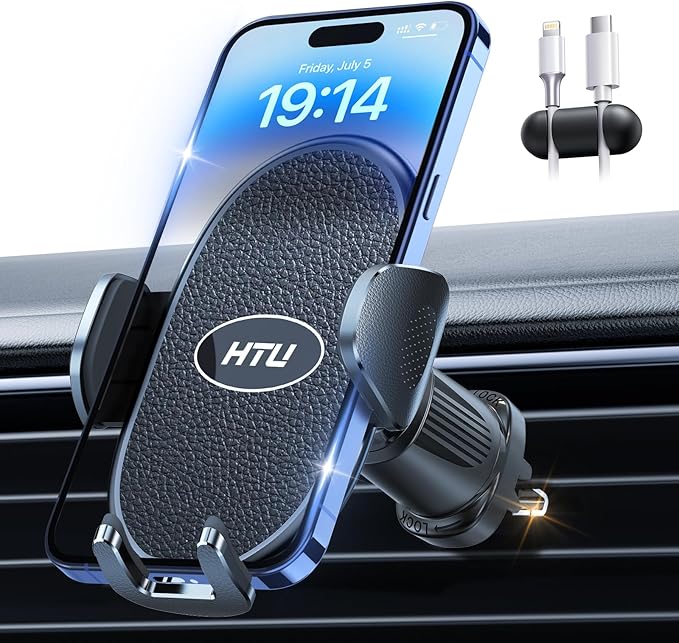 ?Military-Grade?Car Phone Holder,?Strongest & Longest Steel-Hook?Car Vent Mount, Handsfree 360° Adjustable Automobile Cradle Air Clip Stand for iPhone 16 15 14 13 12 Pro Max Samsung Universal, Black