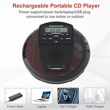 Load image into Gallery viewer, Rechargeable CD Player Portable with Bluetooth,Compact Anti-Skip Shockproof Walkman CD Player with Earphone, Stereo Speakers&amp;LCD Display for Car/Home/Travel (AUX Output)
