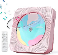 Load image into Gallery viewer, CD Player Portable with Bluetooth 5.1Desktop CD Player with HiFi Sound Speakers,Remote Control,Dust Cover,LED Display,Boombox FM Radio,USB/AUX for Home (Pink)
