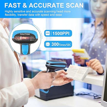 Load image into Gallery viewer, Barcode Scanner Wireless, 1D Laser Barcode Reader with Stand 2.4G Wireless &amp; USB Wired Connection 2 in 1 Plug and Play Handheld Bar Code Scaners
