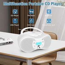 Load image into Gallery viewer, CD-X9C Boombox Portable CD Player, Boombox CD Player Combo for Kids, AC and Battery Powered, CD/MP3/WMA CDs Compatible, 3.5mm Aux Input and Headphone Jack, Clear Stereo Sound for Home (Elegant White)
