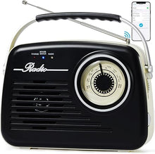 Load image into Gallery viewer, Am Fm Radios with Bluetooth, Portable Radio Support Battery Operated or Plug in Wall for Home &amp; Outdoor, Strong Reception, Large Dial Easy to Use for Fishing/Party/Camping (Black)
