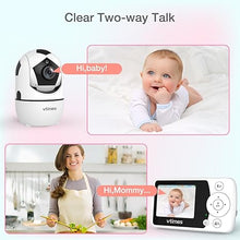 Load image into Gallery viewer, Video Baby Monitor with Camera and Audio - LCD Screen, Baby Camera Monitor No WiFi Night Vision VOX Mode Pan-Tilt-Zoom Temperature Display Two-Way Audio Lullabies Feeding Alarm - 1000ft Range
