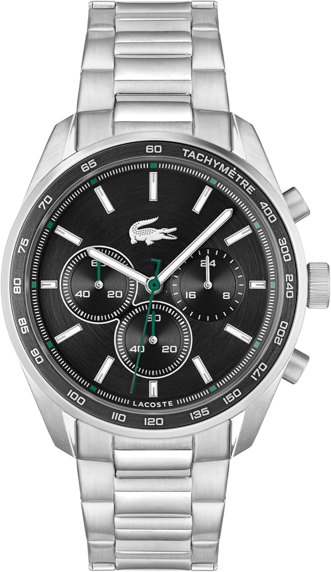 Lacoste Boston Men's Chronograph Watch, Stainless Steel Wristwatch, Water Resistant up to 5 ATM/50 Meters, Classic Watch for Men, 42mm