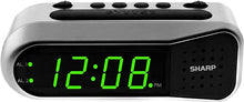 Load image into Gallery viewer, Sharp Digital Alarm Clock - Ascending Alarm Begins Faintly and Grows Increasing Louder, Gentle Wake Up Experience, Dual Alarm - Battery Back-up, Easy to Use with Simple Operation (Brushed Silver)
