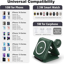Load image into Gallery viewer, 3 in 1 Wireless Charger for iPhone - Foldable Charging Station Travel Charging Dock Compatible with iPhone 16 15 14 13 12 Pro Max Plus Watch &amp; Airpods
