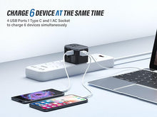 Load image into Gallery viewer, EPICKA Universal Travel Adapter One International Wall Charger AC Plug Adaptor with 5.6A Smart Power and 3.0A USB Type-C for USA EU UK AUS (TA-105, Grey)
