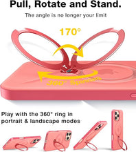 Load image into Gallery viewer, TORRAS Upgraded 360°Spin Magnetic Stand for iPhone 16 Pro Case, Fit for MagSafe, Built-in Kickstand &amp; Ring Holder, Mil-Grade Protective Soft Edge Slim Case for iPhone 16 Pro, Coral Pink, 6.3''
