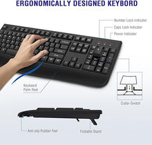 Load image into Gallery viewer, Wireless Keyboard, 2.4G Full-Sized Ergonomic Wireless Computer Keyboard with Wrist Rest for Windows, Mac OS Laptop/PC/Desktop/Notebook(Black)
