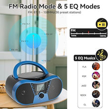 Load image into Gallery viewer, Gueray CD Player Boombox with Bluetooth,Portable Stereo Sound CD Music Boombox Player Speaker with FM Radio USB MP3 Playback AUX Input Headphone Jack LCD Display,Gifts for Grandpa,Grandma,Dad,Kids
