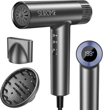 Load image into Gallery viewer, Blow Dryer,110000RPM High-Speed Brushless Motor, Fast-Drying Negative Ions Intelligent Constant Temperature Hair Care Dryers, Professional Hair Dryer with Attachments for Home&amp;Salon (Grey)
