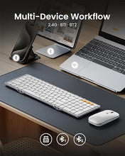 Load image into Gallery viewer, ProtoArc Foldable Keyboard and Mouse, XKM01 Folding Wireless Keyboard Mouse Combo for Business and Travel, 2.4G+Dual Bluetooth Full-Size Portable Keyboard for Laptop iPads Tablets - White
