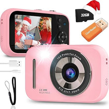 Load image into Gallery viewer, Kids Camera Digital Camera, 4K Autofocus Vlogging Camera for Kids with 16x Zoom Anti Shake, Flash and 48MP Point, Kid Camera with 32GB SD Card, Lanyard, Portable Toy Kids (Pink)
