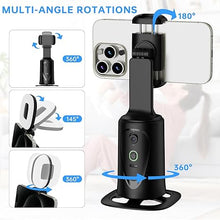 Load image into Gallery viewer, Auto Face Tracking Tripod 360° Rotation Phone Stand, No App, Face Body Phone Camera Stand with Remote and Gesture Control, Rechargeable Smart Shooting Stand with Light (Upgrade Edition)
