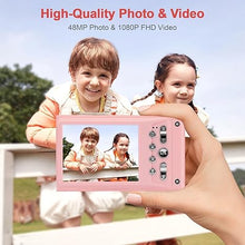 Load image into Gallery viewer, Digital Camera, FHD 1080P Kids Camera with 32GB Card, Digital Point and Shoot Cameras with 16X Zoom Anti Shake, 48MP 2.8 Inch LCD Screen, Gift for Girls Kids
