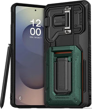 Load image into Gallery viewer, VRS DESIGN Origin Case for Galaxy S25 Ultra (2025), Rugged Wallet Card Holder [3 Cards] with Semi-Automatic Slot, Kickstand &amp; Camera Cover (Metallic Green)
