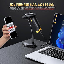 Load image into Gallery viewer, TEEMI 2D Barcode Scanner USB Wired Virtual COM Handheld Automatic QR Data Matrix PDF417 Maxi IMB bar Codes Imager Global Shutter Computer Screen Scan for Windows Mac and Linux PC POS, No Stand
